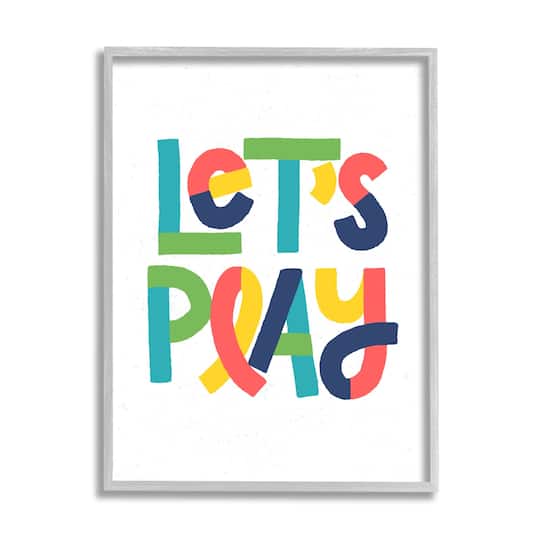 Stupell Industries Let's Play Motivational Kids' Phrase Bold Playful Typography Framed Wall Art